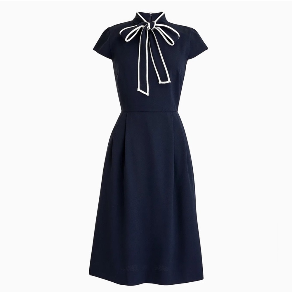 J. Crew Navy 365 Crepe Tie-Neck Dress